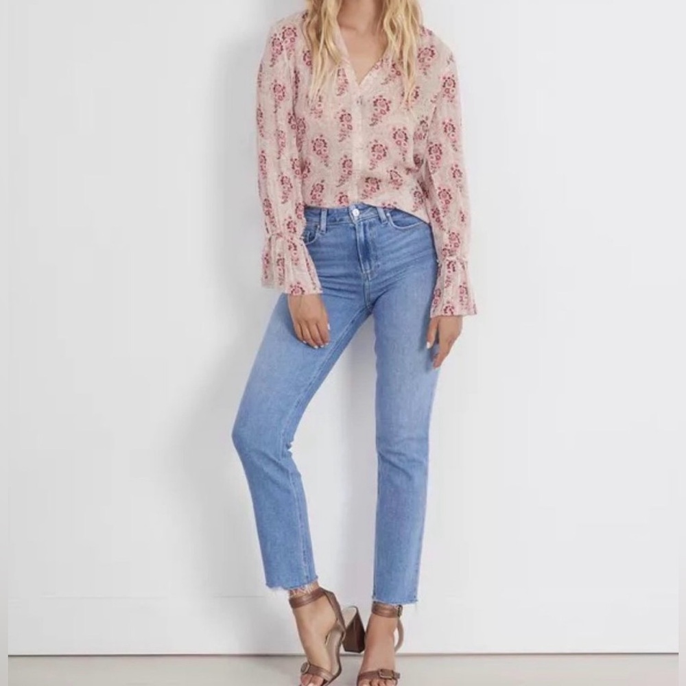 Paige Cindy High Rise Ankle Straight Jeans Music Distressed